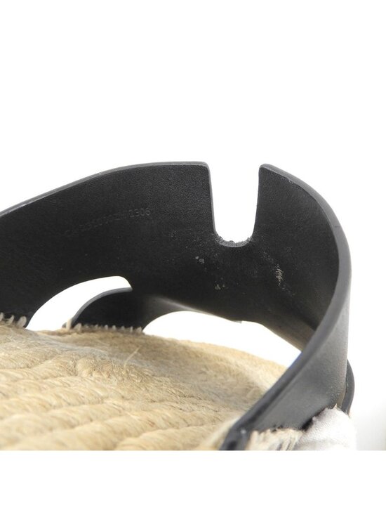 Hermes Leather Espadrilles Antigua Sandals Black Actual